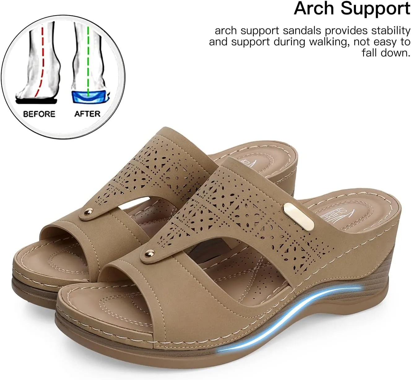 SHIBEVER Wedge Sandals Women Summer: Comfortable Open Toe Dressy Platform Sandal Shoes