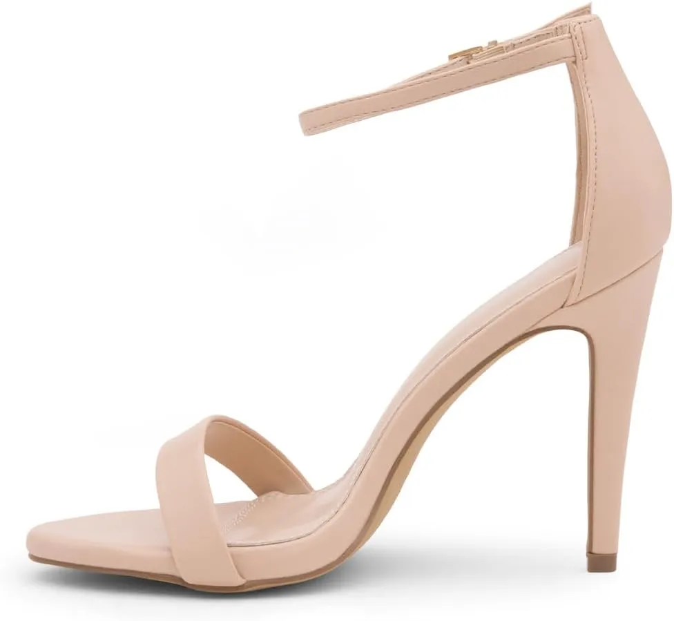 Shoe Land SL-Lovering Women's High Heels Ankle Strap Stilettos, Round Open Toe Strappy Dressy Heeled Sandals – Sexy Heels for Prom Wedding Party and Bridal