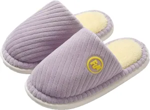 Simple Textured Striped Plush Slippers Soft Fluffy Warm Cozy Home Non-Slip Couple Style Casual Memory Foam Fuzzy Slides Indoor Outdoor Anti-Skid (Size:44-45,Color:purple)