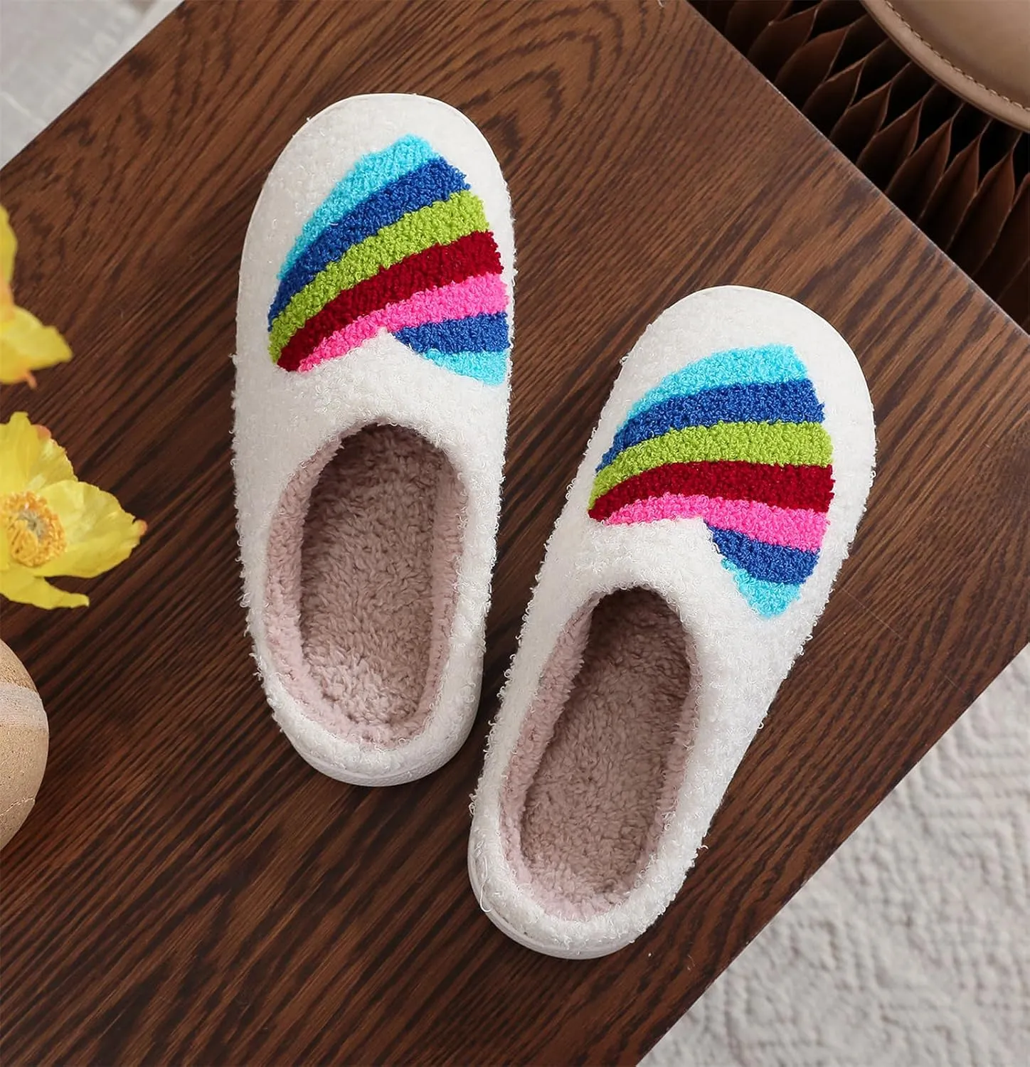 Slippers Women Fuzzy Valentines House Rose Heart Bedroom Platform Fleece Slipper Indoor Couple Warm Cozy Winter Home Non Slip Wool Lined Shoes
