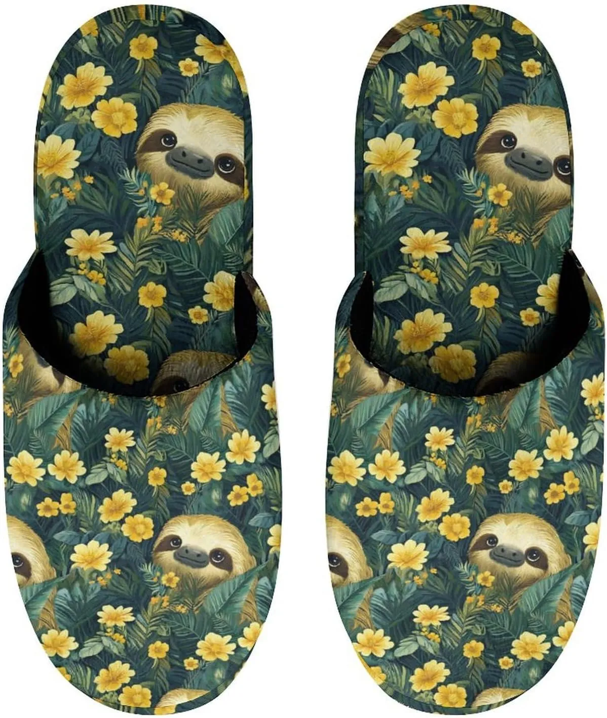 Sloth Palm Leaf Women's Slipper Non Slip Comfortable Winter Warm Home House Shoes