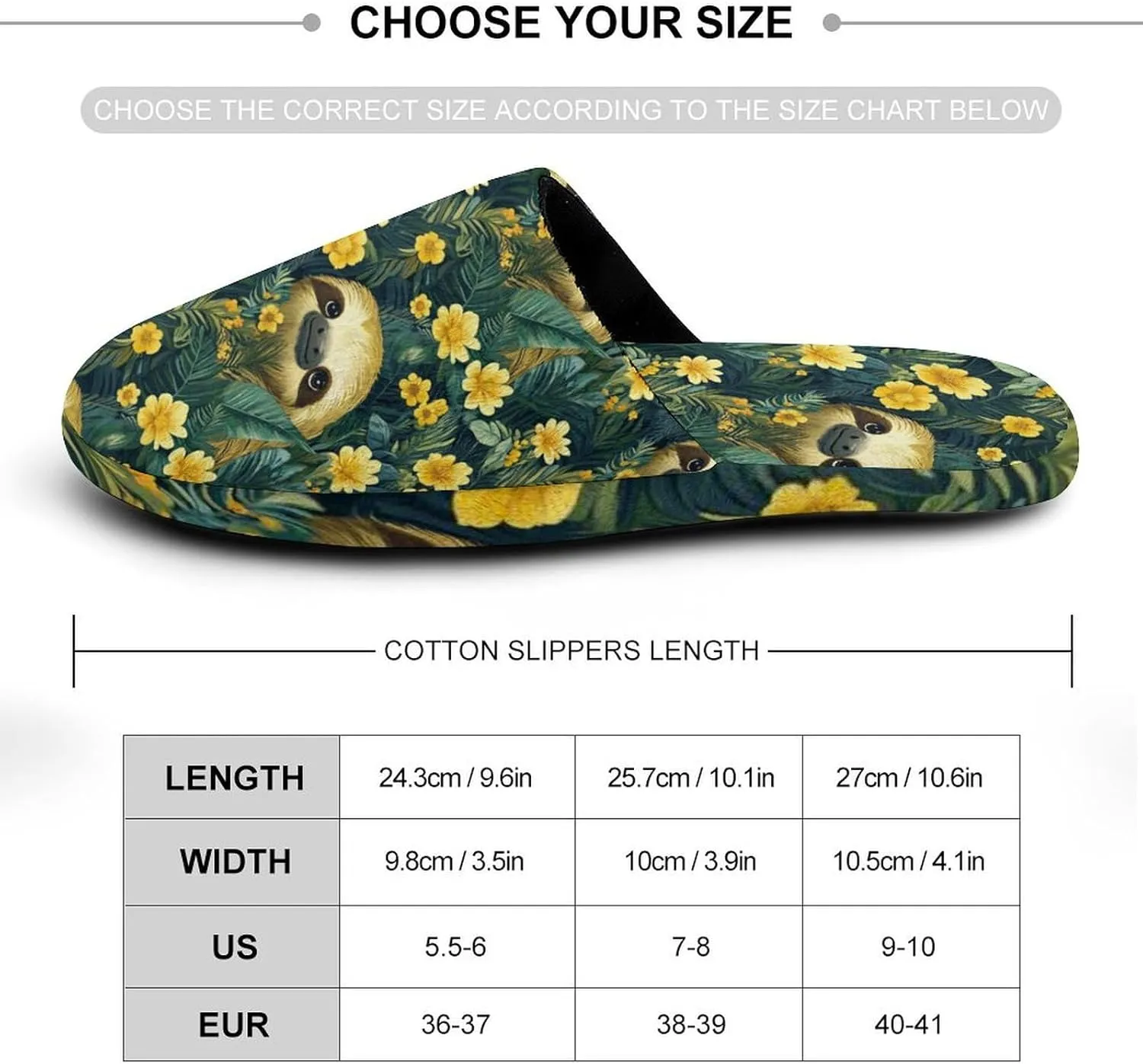 Sloth Palm Leaf Women's Slipper Non Slip Comfortable Winter Warm Home House Shoes