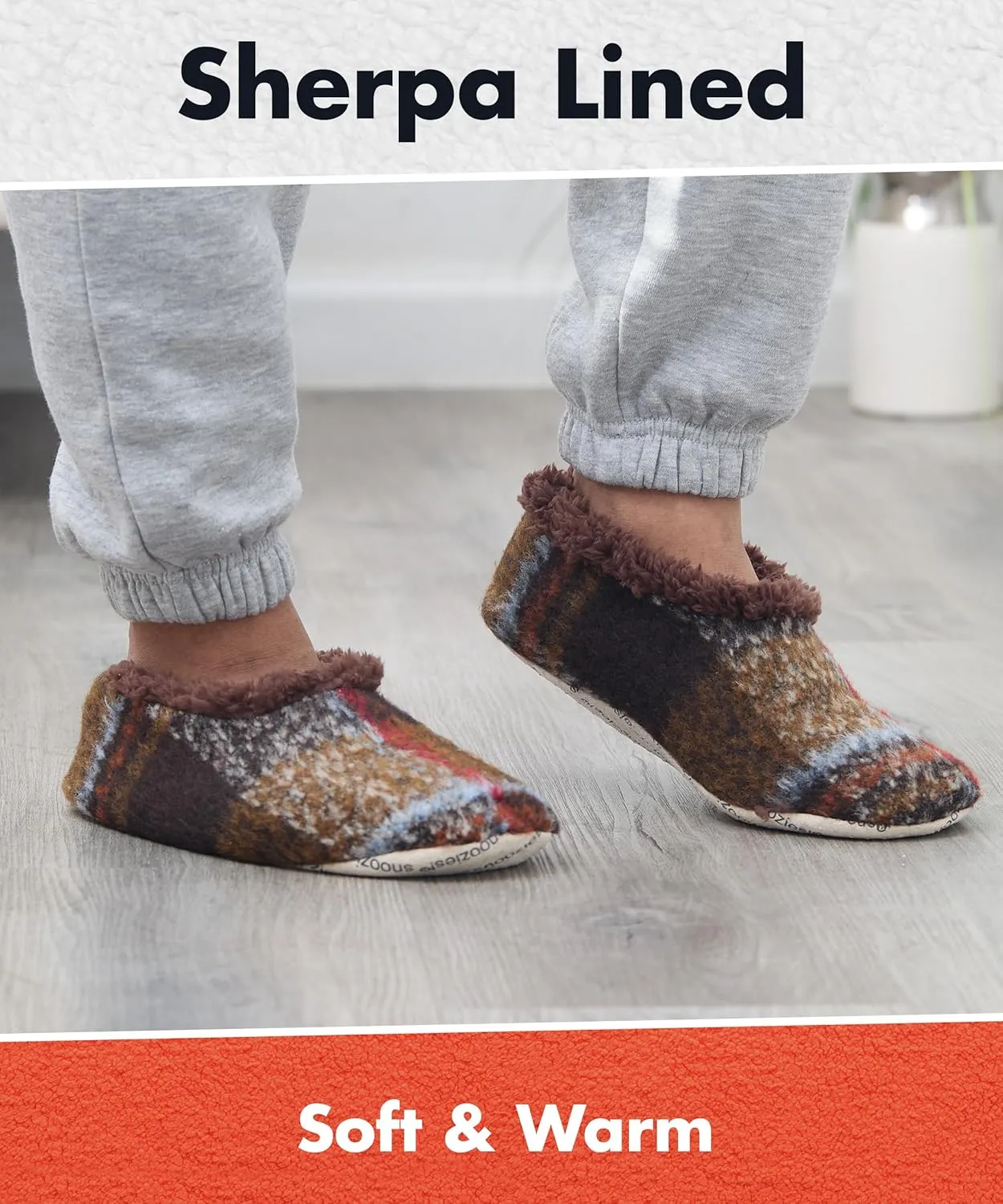 Snoozies Mens Slippers Indoor Plaid, Cord, or Camo, Sherpa Fleece-Lined Slippers Socks Non-Skid, Mens House Shoes, Male Gifts