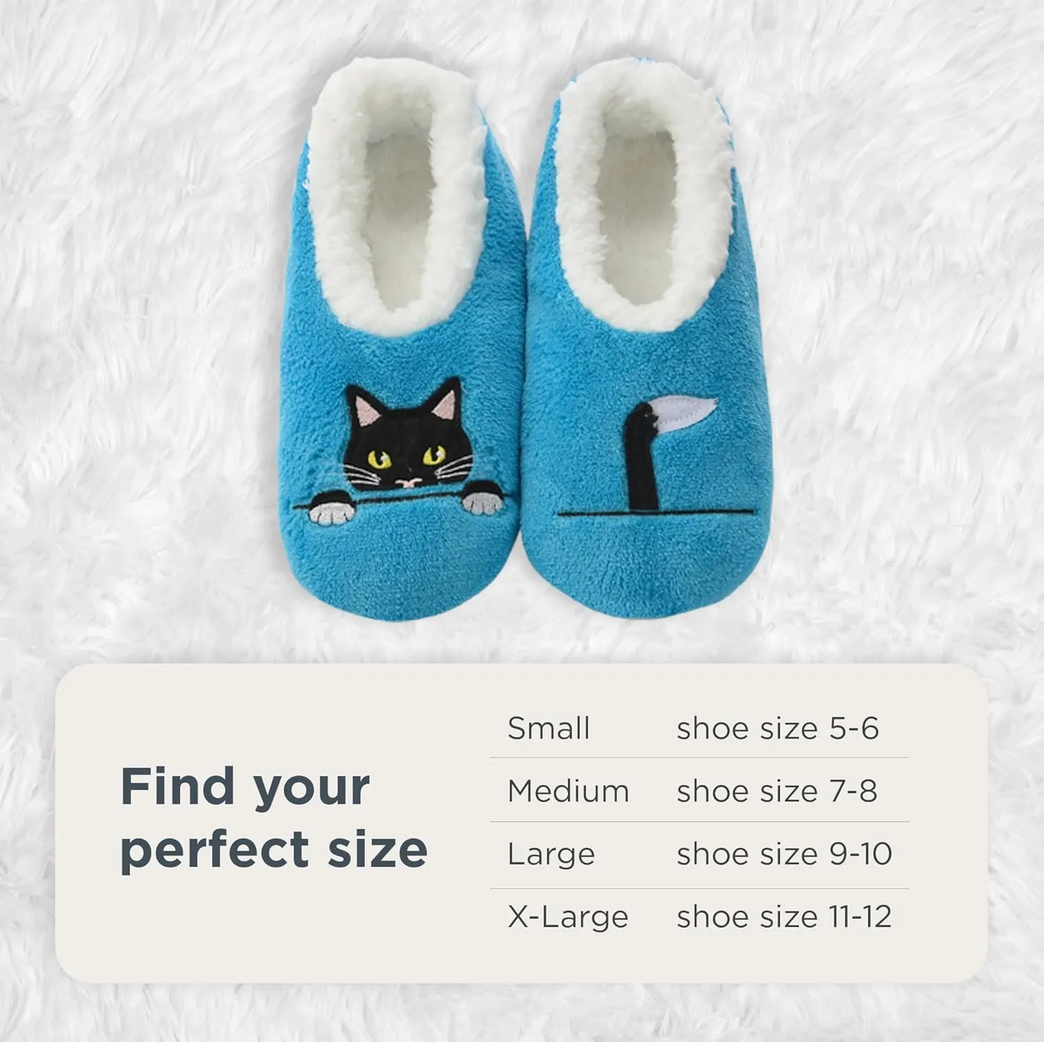 Snoozies Pairable Slipper Socks - Non-Slip Fuzzy Cat Slippers for Women