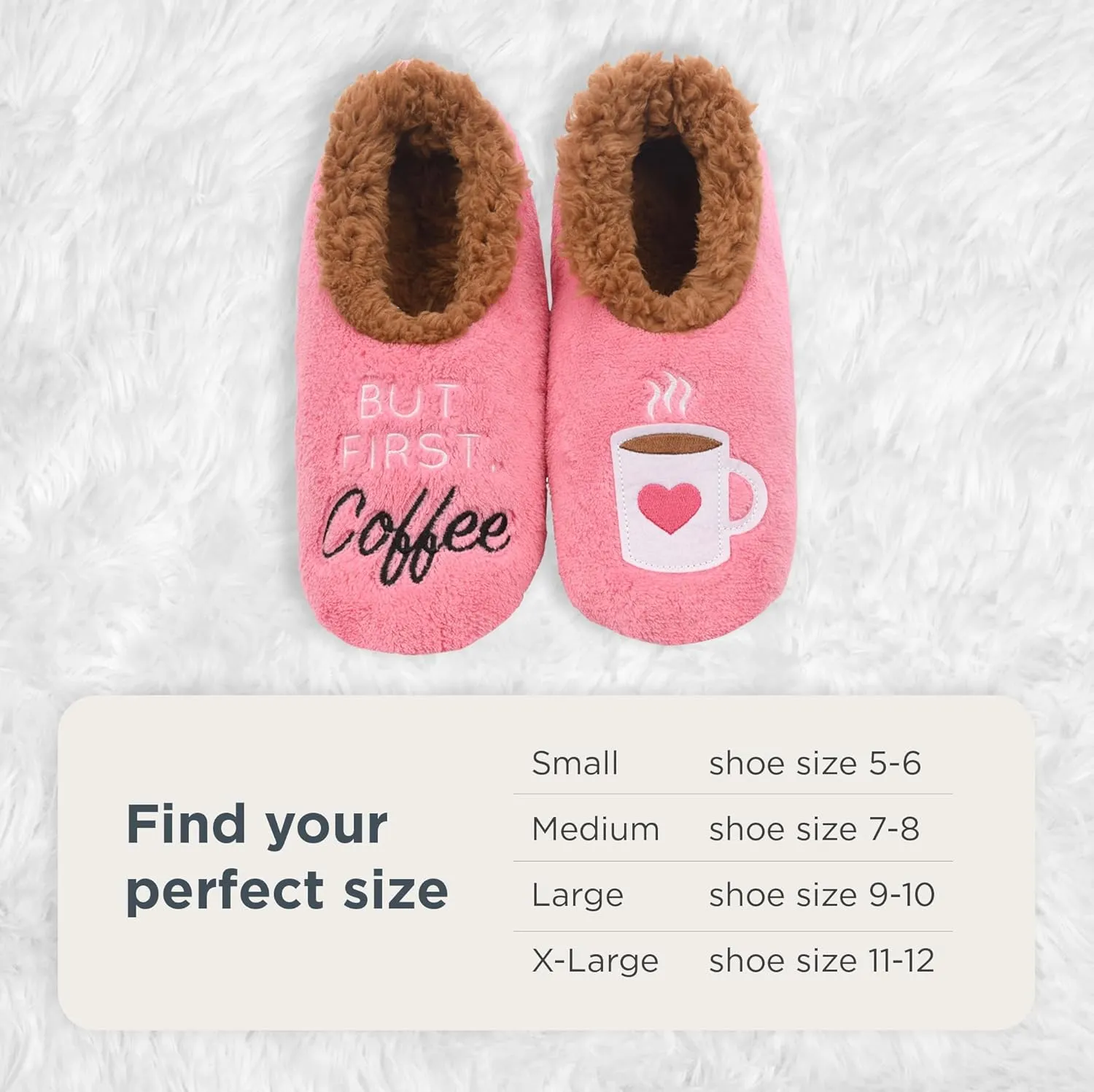 Snoozies Pairables Sherpa-lined Slipper Socks - Fuzzy and Cute Slippers for Women with Non-Slip Sole - Ladies Warm Slippers