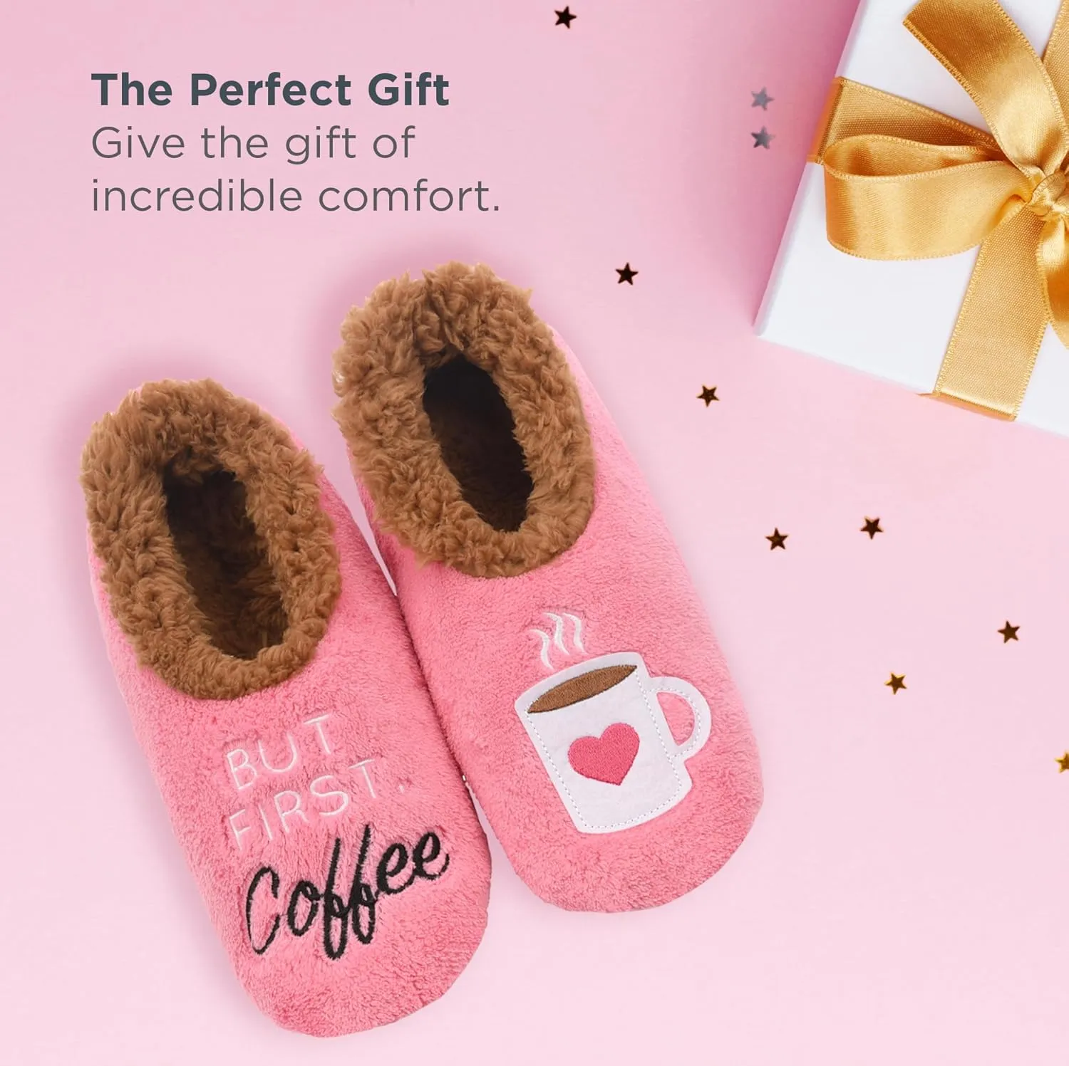 Snoozies Pairables Sherpa-lined Slipper Socks - Fuzzy and Cute Slippers for Women with Non-Slip Sole - Ladies Warm Slippers