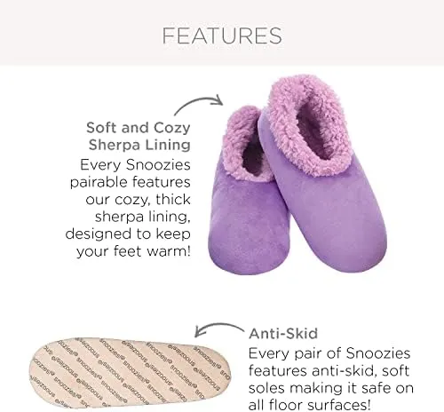 Snoozies Sequin Slippers for Women Indoor with Sherpa Lining, Womens Slipper Socks with Grips