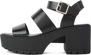 Soda ACCOUNT ~ Women Open Toe Two Bands Lug sole Fashion Block Heel Sandals with Adjustable Ankle Strap