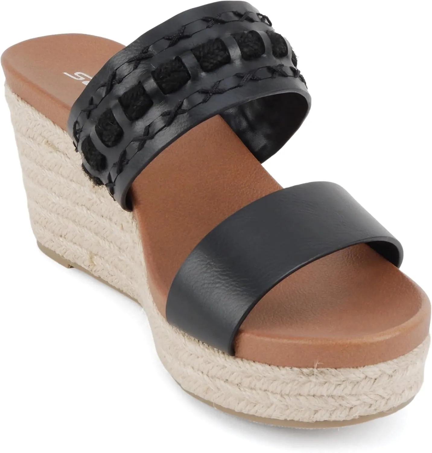 Soda “Bow” ~ Women Open Round Toe Double Strap Wedge Sandal
