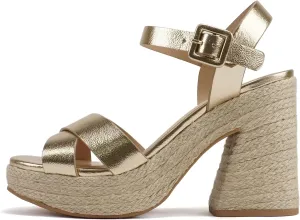 Soda “NOBLE” ~ Women Open Square Toe Crisscross Band Ankle Strap High Heel Espadrille Notch Wedge Sandal