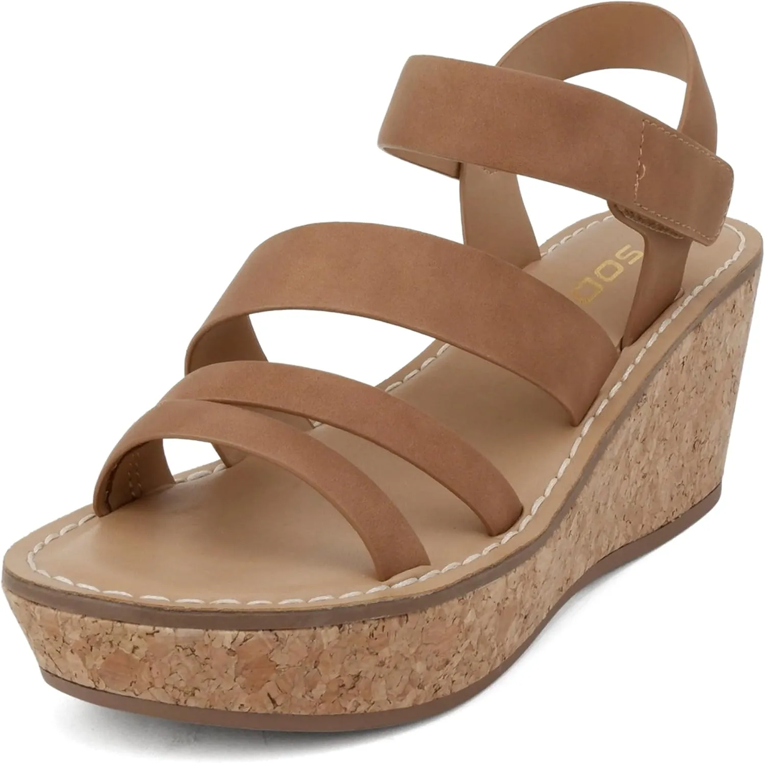 Soda “Sheet” ~ Women Round Toe Multi Strap Wedge Sandal