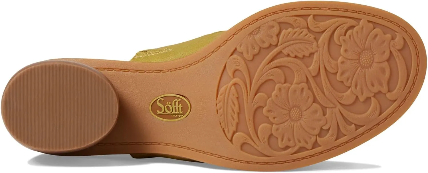 Sofft Chrissie - Heels for Women - Supple Ruched Leather Upper - Round Open Toe - Rounded Stacked Heel