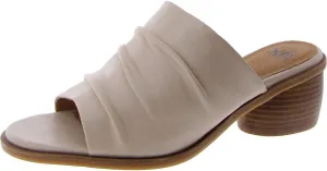 Sofft Chrissie - Heels for Women - Supple Ruched Leather Upper - Round Open Toe - Rounded Stacked Heel