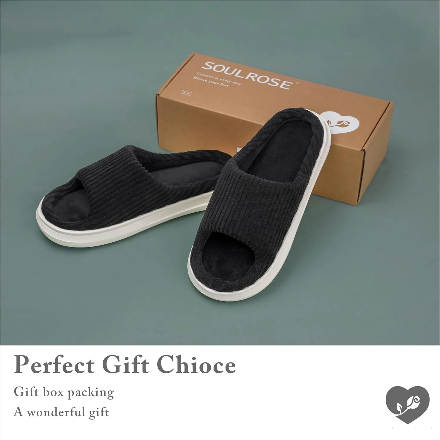 SOULROSE Summer House Memory Foam Slippers Comfy Spa Bedroom Slides Women Cloud Lightweight Waffle Cozy Open Toe Indoor Outdoor Platform Shoes