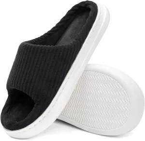 SOULROSE Summer House Memory Foam Slippers Comfy Spa Bedroom Slides Women Cloud Lightweight Waffle Cozy Open Toe Indoor Outdoor Platform Shoes