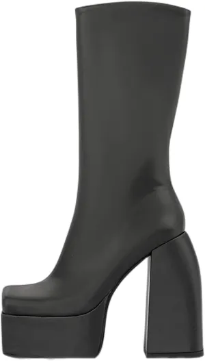 Spike Heels Platform Boots Snakeskin Heels Boots Chunky Heel Square Toe Boots