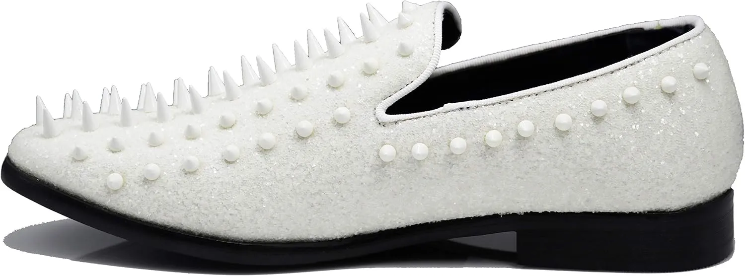SPK09 Men's Vintage Spike Dress Loafers Slip On Fashion Shoes Classic Tuxedo Dress Shoes