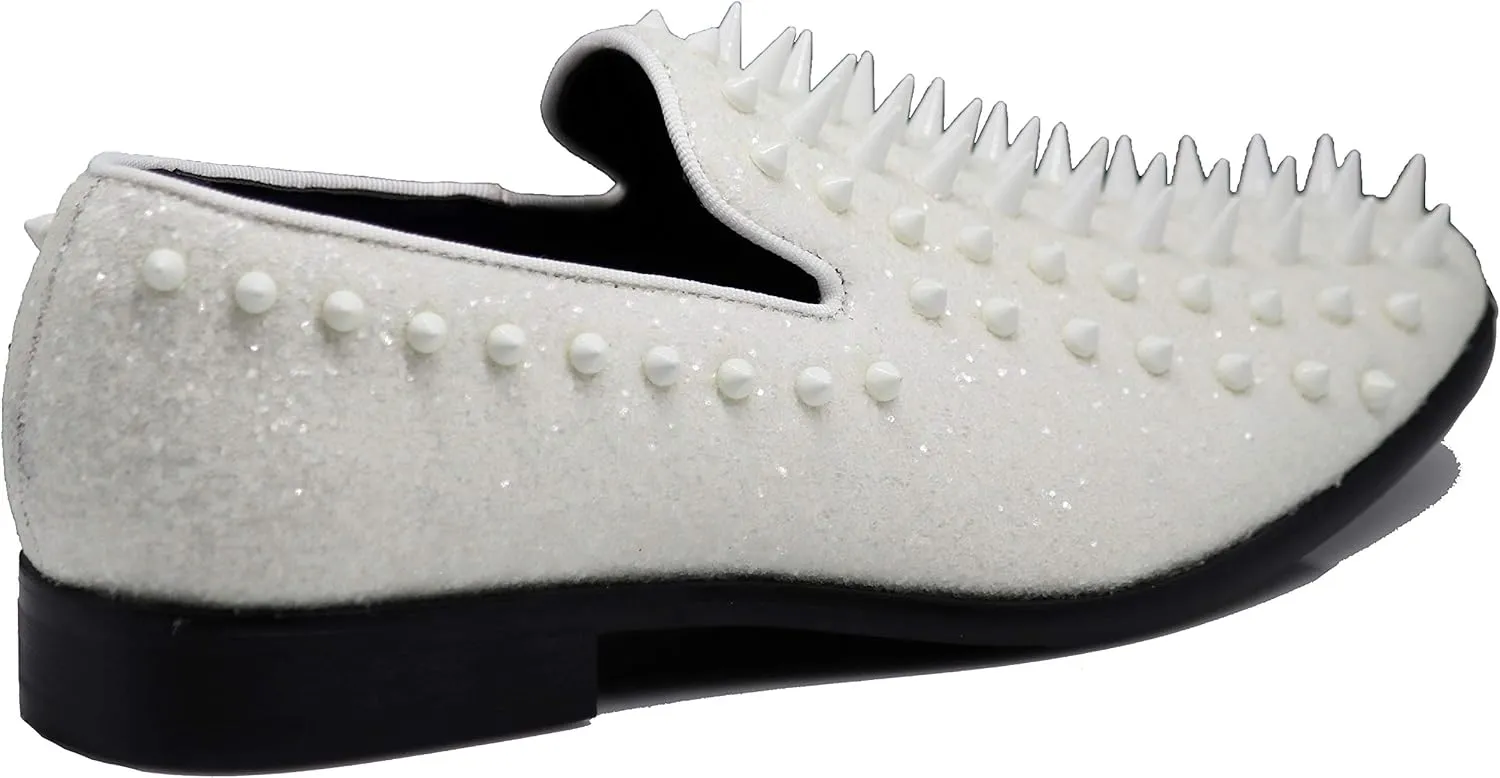 SPK09 Men's Vintage Spike Dress Loafers Slip On Fashion Shoes Classic Tuxedo Dress Shoes