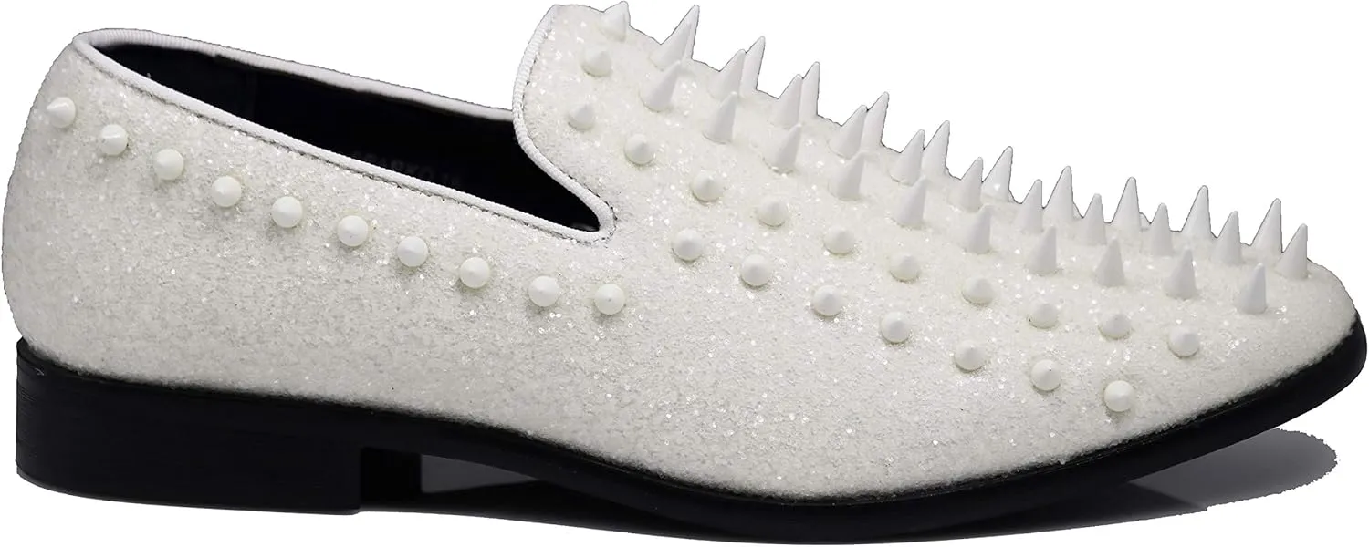 SPK09 Men's Vintage Spike Dress Loafers Slip On Fashion Shoes Classic Tuxedo Dress Shoes