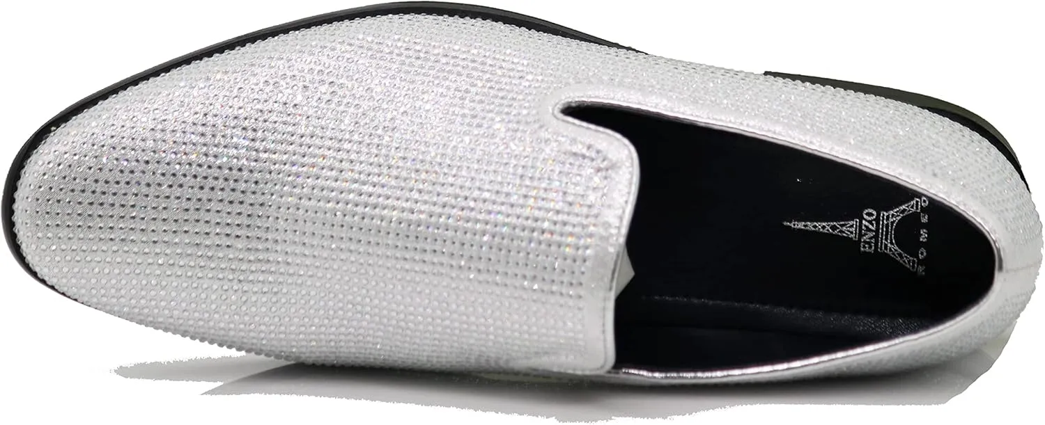 SPK24 Men Vintage Spikes Sparkle Formal Tuxedo Stage Fashion Slip On Loafer Dress Shoes