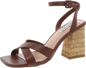 Steve Madden Womens Renley Leather Criss-Cross Ankle Strap