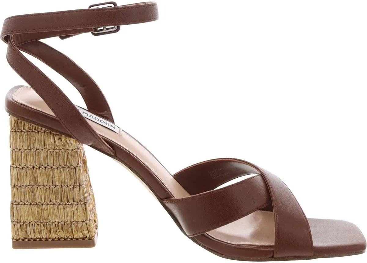 Steve Madden Womens Renley Leather Criss-Cross Ankle Strap