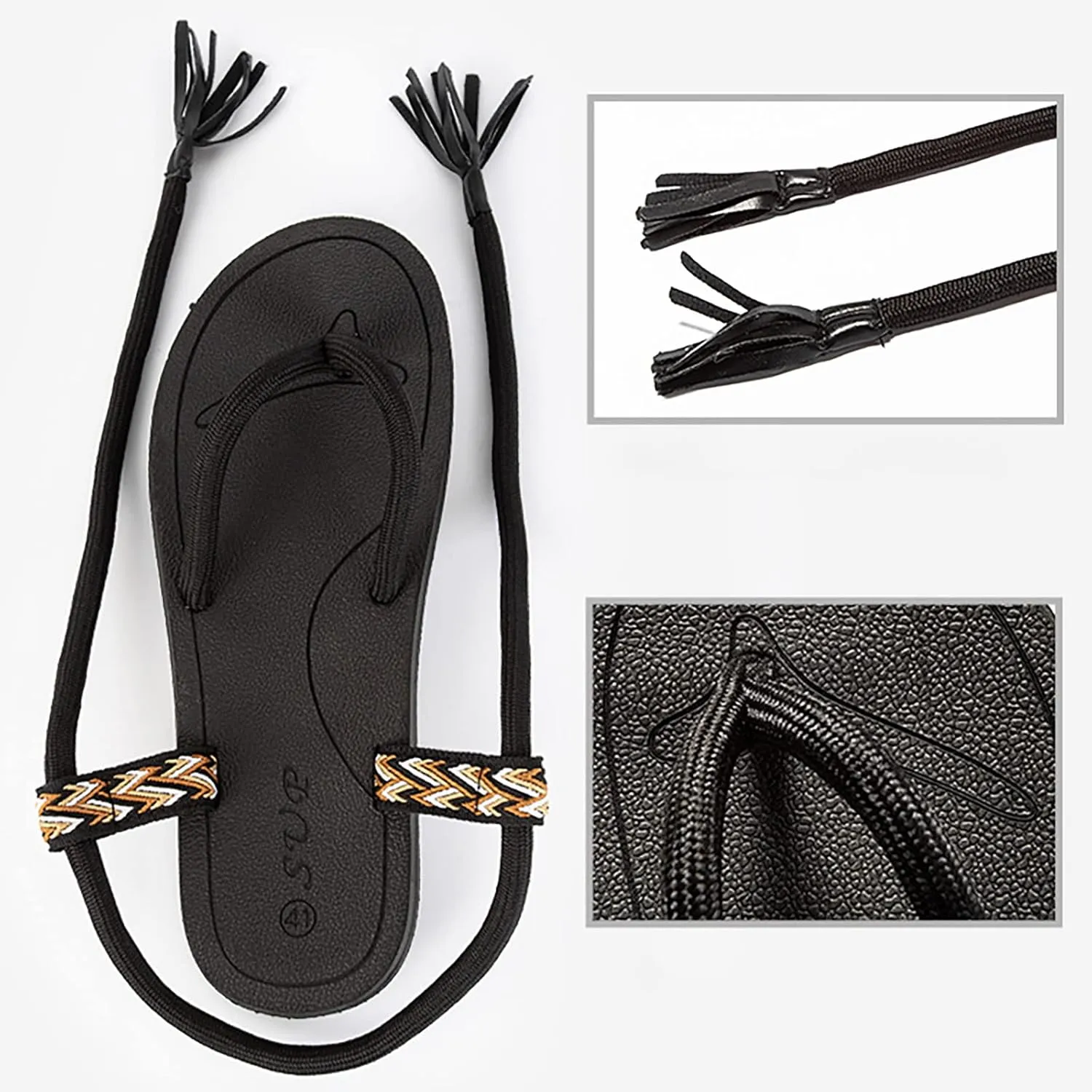 Summer Shoes Couple Men's Fashion Outerwear Rope Printed Herringbone Strap Sandal Wide Slide Sandals for Men
