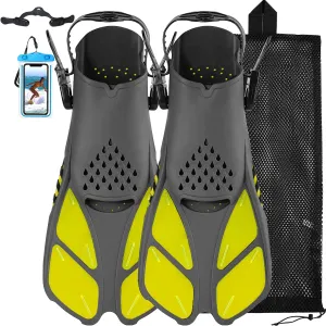 Swim Fins Snorkel Fins Snorkeling Gear Flippers for Swimming Short Diving Fins Travel Size with Mesh Bag Extra Fin Strap Open Heel Adjustable