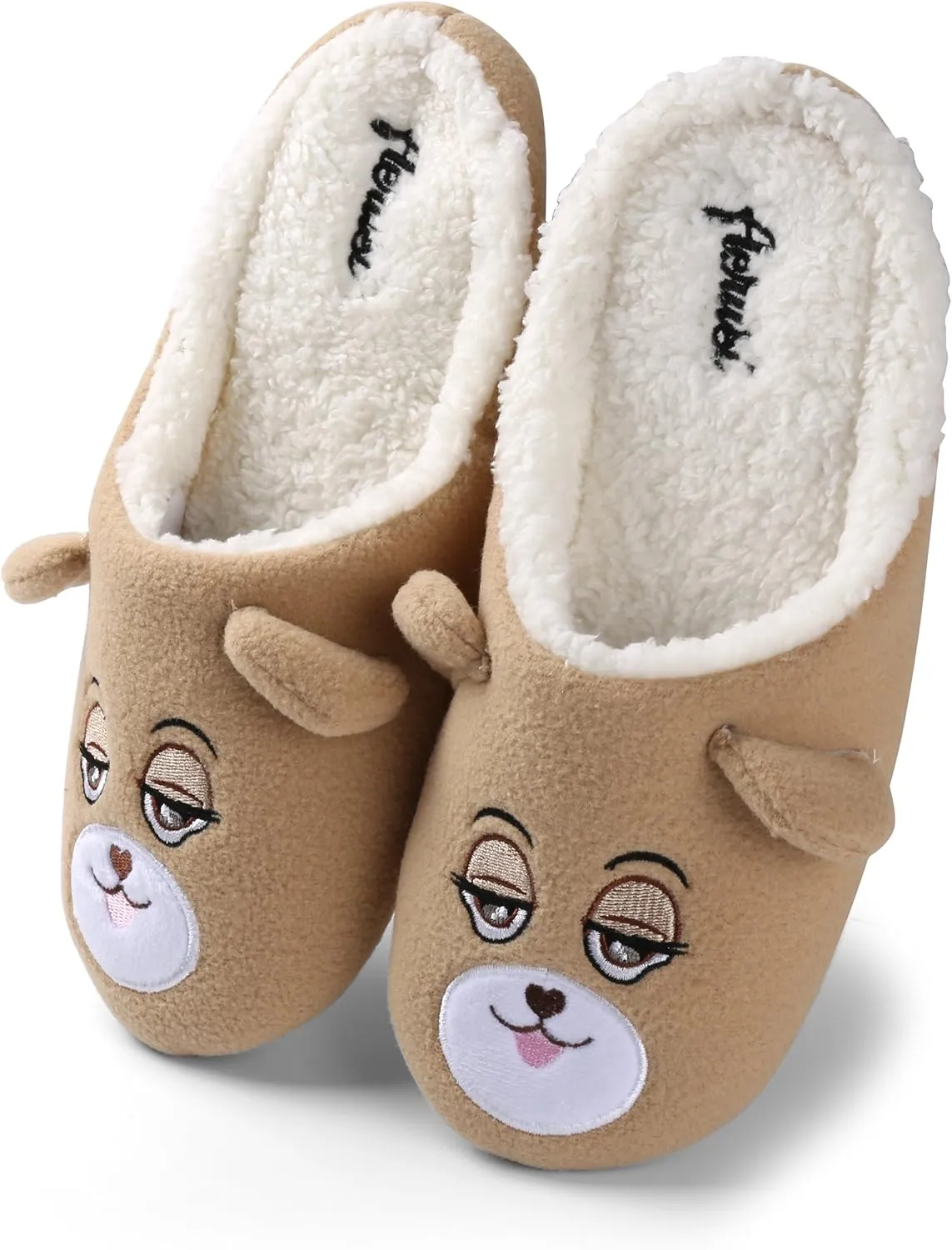 Teddy Bear Sleepy Eyes Slippers Comfy Slip-On for Boys/Girls (Unisex)