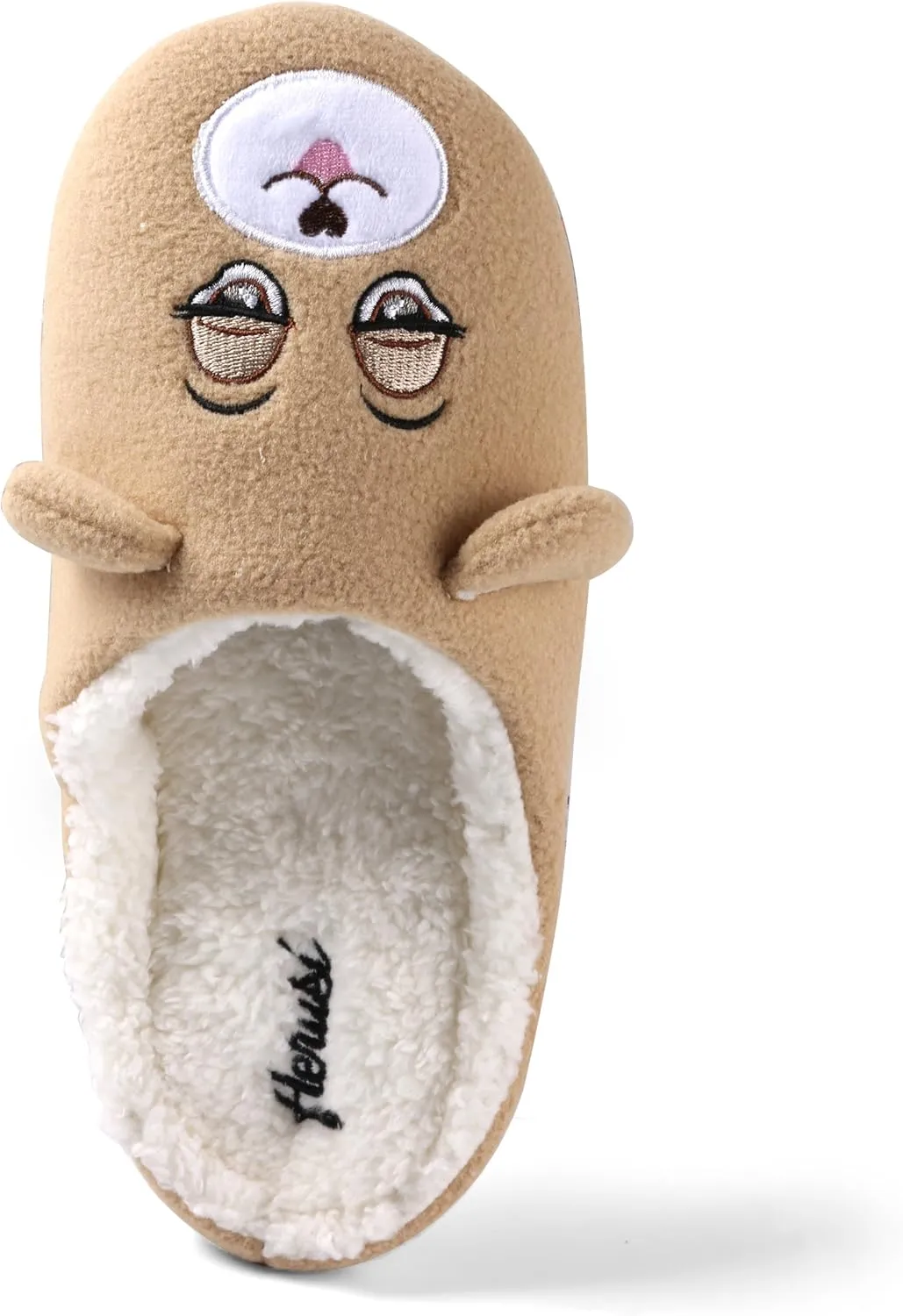 Teddy Bear Sleepy Eyes Slippers Comfy Slip-On for Boys/Girls (Unisex)