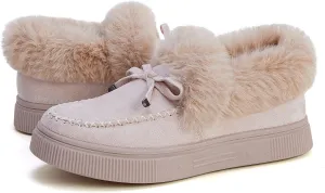 TINSTREE Winter Flat Boots Warm Durable Shoes Casual Fashion Fur Lining Ankle Snow Boots Loafer Flats Platform Thick Plush Shoes for Women