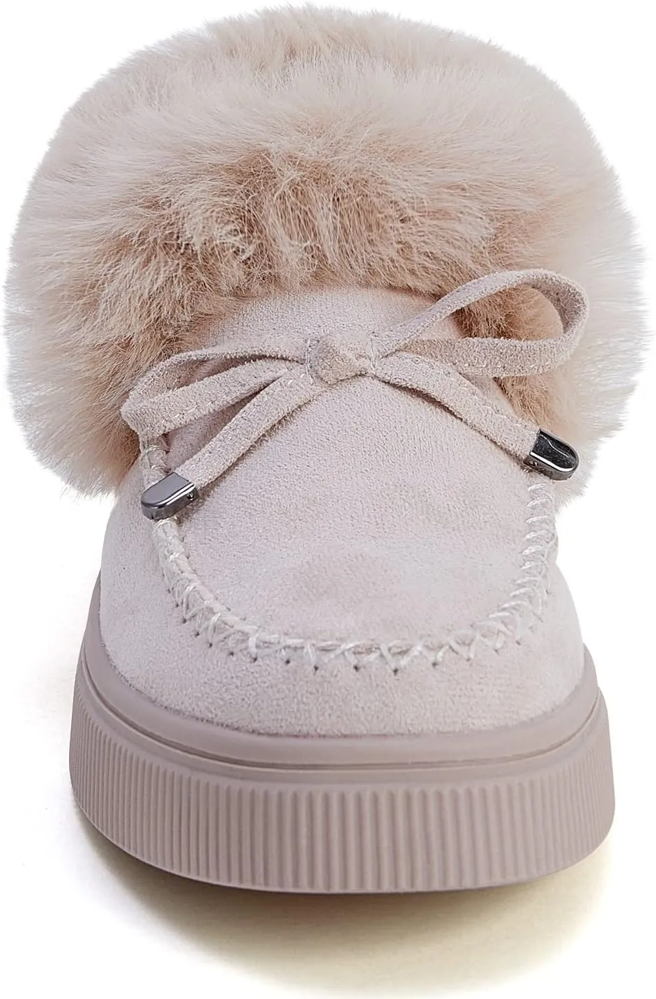TINSTREE Winter Flat Boots Warm Durable Shoes Casual Fashion Fur Lining Ankle Snow Boots Loafer Flats Platform Thick Plush Shoes for Women