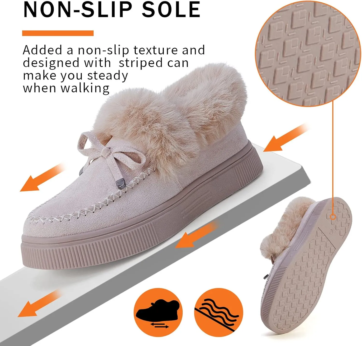 TINSTREE Winter Flat Boots Warm Durable Shoes Casual Fashion Fur Lining Ankle Snow Boots Loafer Flats Platform Thick Plush Shoes for Women