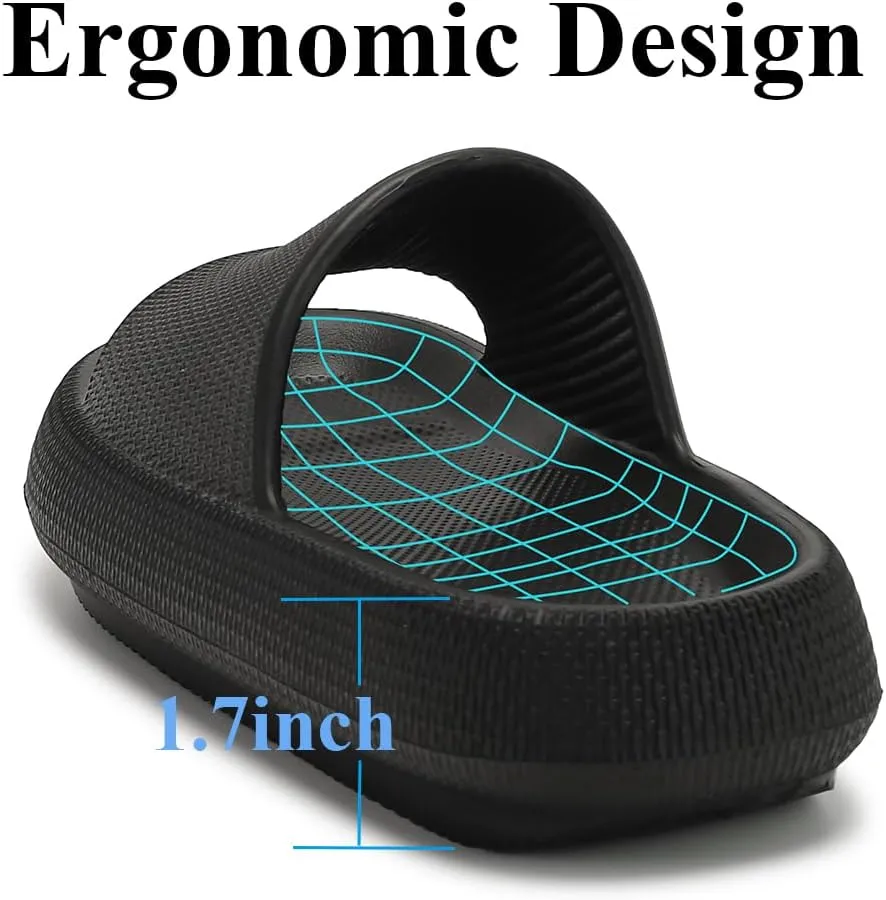 TOBVZOO Cloud Slippers for Women and Men, Cloud Slides Soft Thick Sole, Non Slip Bathroom Pillow Slippers Sandals