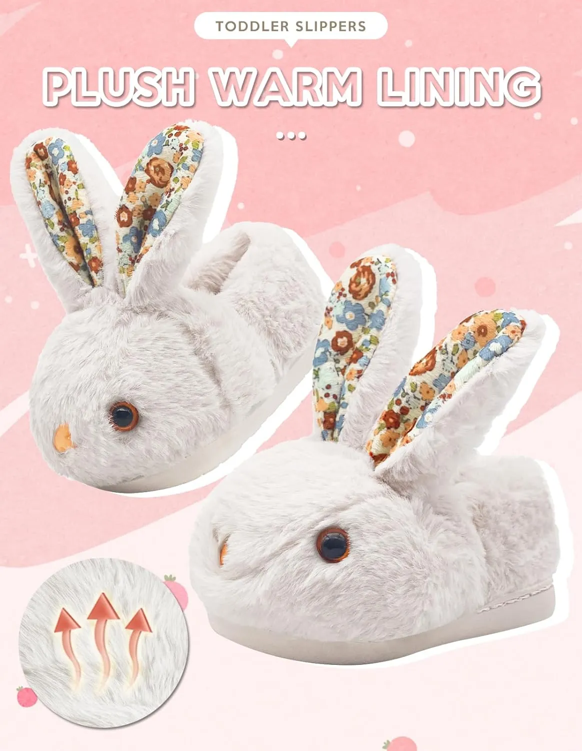 Toddler Slippers Boys Girls Kids Dinosaur Bunny House Slipper Non-slip Warm Winter Soft Fuzzy Indoor Shoes
