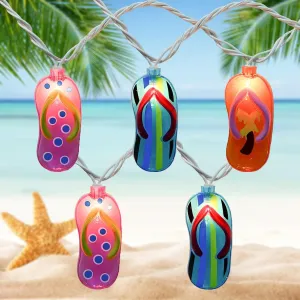Tropical Beach Themed Slipper String Lights with 10 Colorful Beach Shoes Lights, Summer Decoration Light for Camp Tent Wedding Holiday Party Garden Bedroom