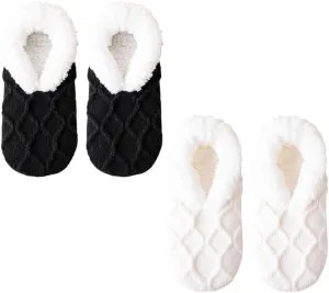 Truecups Socks, Fleece Lined Non-Slip Thermal Slippers Socks, V-Mouth Fluffy Slipper Socks, House Socks for Women