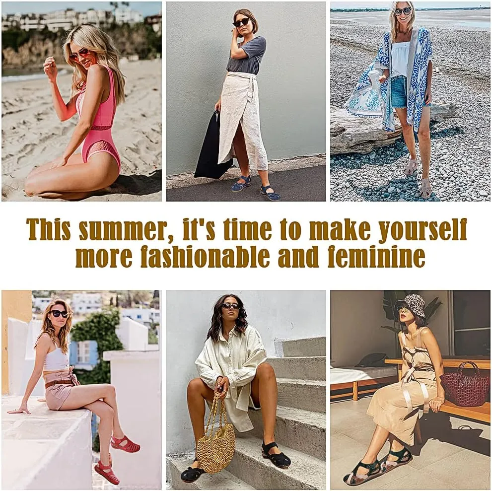 Tscoyuki Closed Toe Wedges Sandals for Women, Ankle Strap Hook and Loop Gladiator Flat Sandals Causal Summer Shoes Outdoor Beach Athletic Sandals