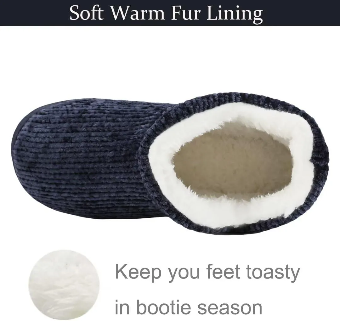 TUOBUQU Women Warm Bootie Slippers Fluffy Plush Indoor Outdoor Winter Booty Slippers