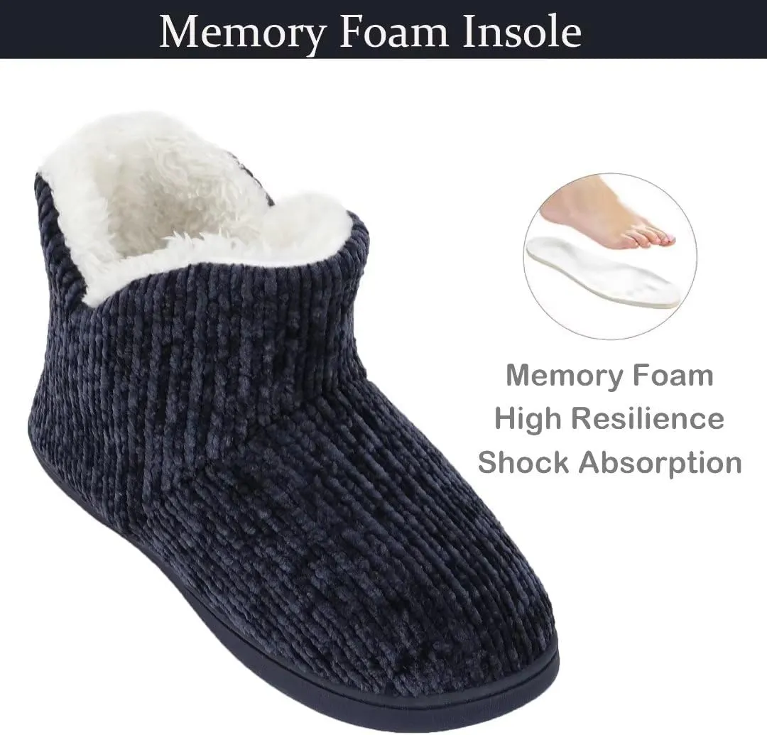 TUOBUQU Women Warm Bootie Slippers Fluffy Plush Indoor Outdoor Winter Booty Slippers