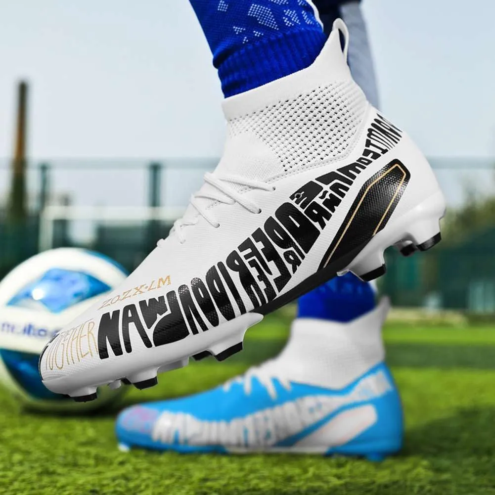 Unisex FG Cleats Training Athletic Non-Slip Long Studs High-Top Football Soccer Shoes for Youth