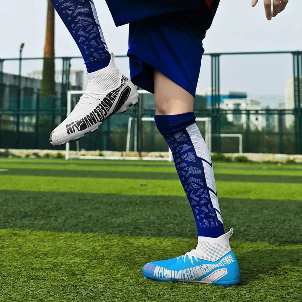 Unisex FG Cleats Training Athletic Non-Slip Long Studs High-Top Football Soccer Shoes for Youth