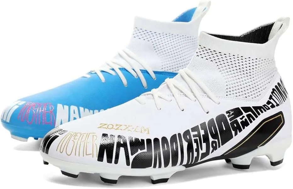 Unisex FG Cleats Training Athletic Non-Slip Long Studs High-Top Football Soccer Shoes for Youth