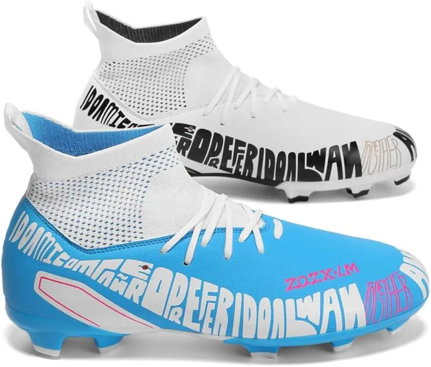 Unisex FG Cleats Training Athletic Non-Slip Long Studs High-Top Football Soccer Shoes for Youth