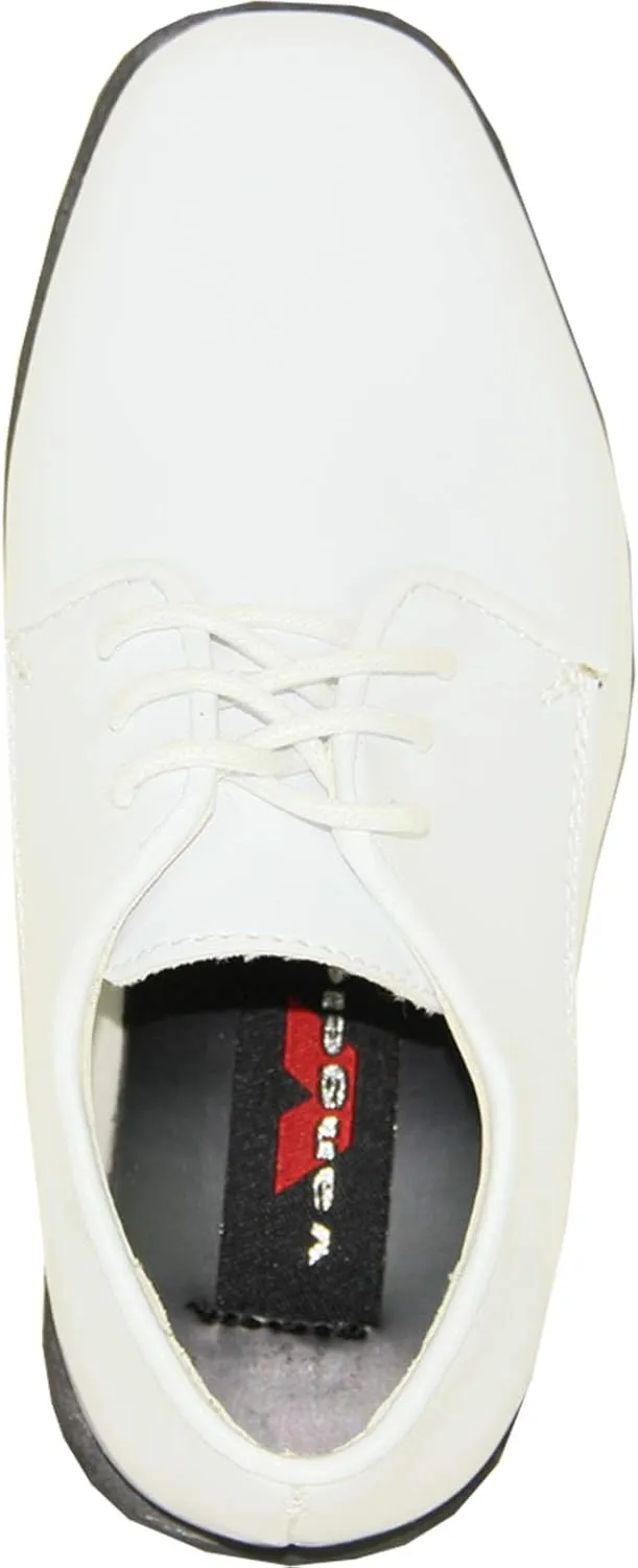 VANGELO Boy Kid Dress Shoe Oxford Lace Up Loafer Slip On Tuxedo Shoes for Prom, Uniform, Wedding Formal Events Size from Toddler to Big Kid