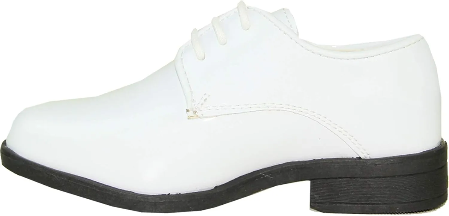 VANGELO Boy Kid Dress Shoe Oxford Lace Up Loafer Slip On Tuxedo Shoes for Prom, Uniform, Wedding Formal Events Size from Toddler to Big Kid