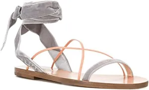 Velvet Lace-Up Flat Sandal Size 35