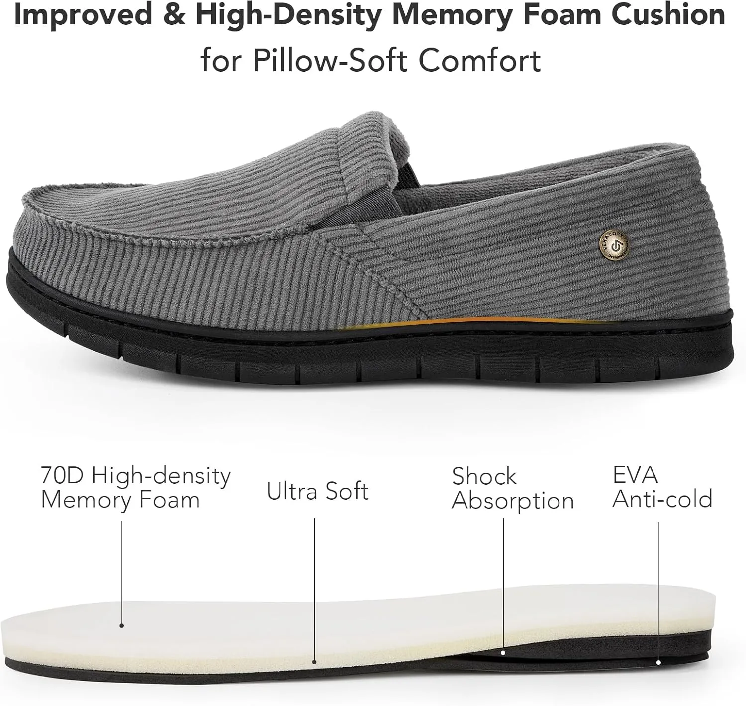VeraCosy Men's Comfy House Shoes Cozy Soft Moccasin Indoor Bedroom Slippers