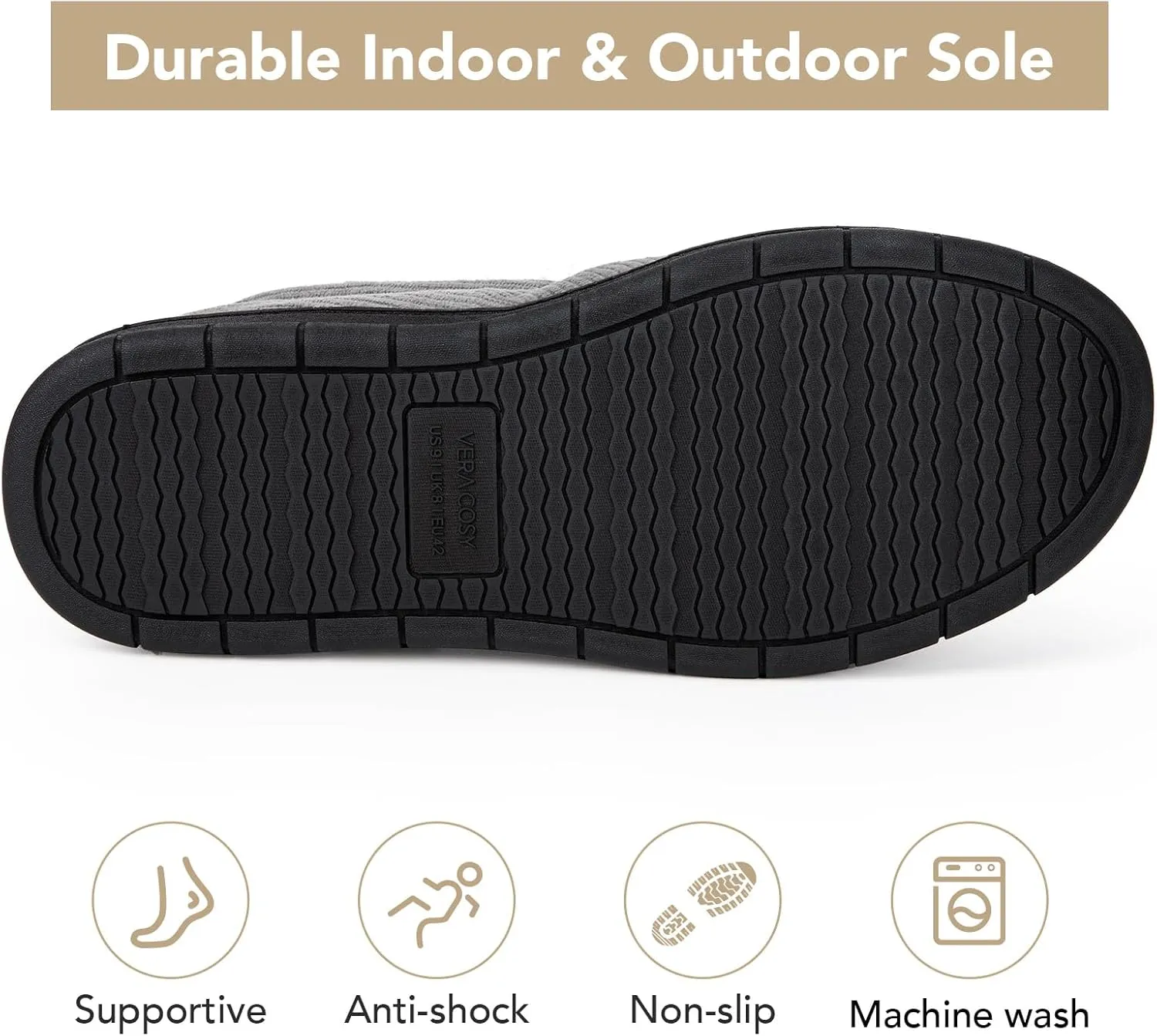 VeraCosy Men's Comfy House Shoes Cozy Soft Moccasin Indoor Bedroom Slippers
