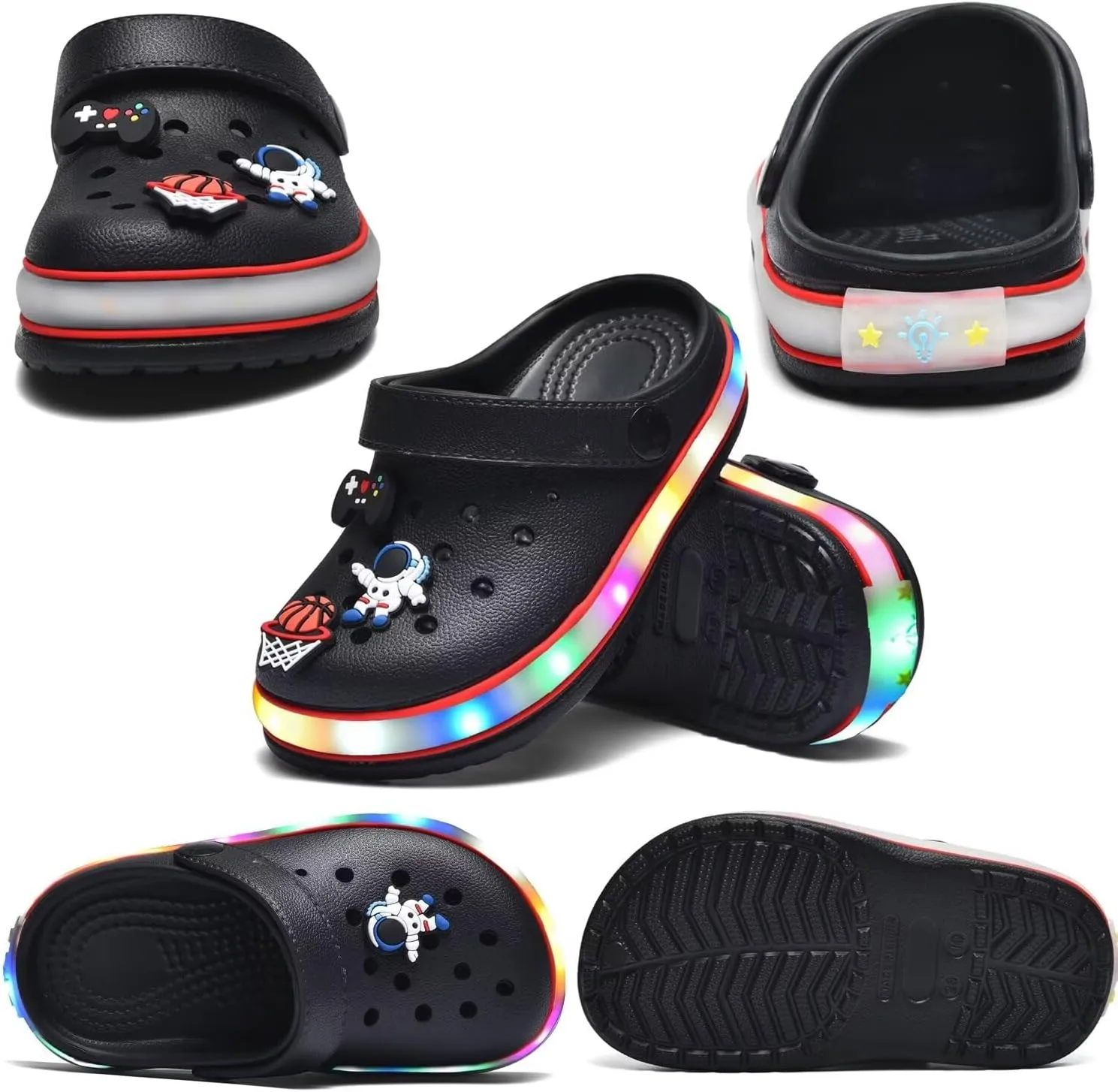 VIYEAR Toddler Light Up Sandals - Boy's & Girl's Garden & Beach Clogs - Indoor & Outdoor Slipper